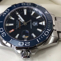 Tag Heuer Aquaracer Calibre 5 Blue Dial Silver Steel Strap Watch for Men - WAY211C.BA0928
