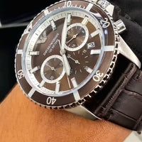 Emporio Armani Diver Chronograph Brown Dial Brown Leather Strap Watch For Men - AR11486
