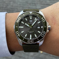 Tag Heuer Aquaracer Black Dial Khakhi Green NATO Strap Watch for Men - WAY101E.FC8222