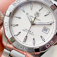 Tag Heuer Aquaracer Automatic White Dial Silver Steel Strap Watch for Men - WAY2111.BA0928