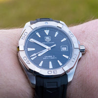 Tag Heuer Aquaracer Automatic Caliber 5 Black Dial Black Rubber Strap Watch for Men - WAY2110.FT8021