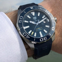 Tag Heuer Aquaracer Blue Dial Blue Rubber Strap Watch for Men - WAY111C.FT6155