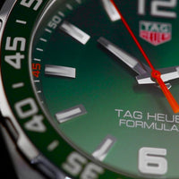Tag Heuer Formula 1 Quartz Green Dial Silver Steel Strap Watch for Men - WAZ1017.BA0842