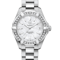 Tag Heuer Aquaracer Diamonds Mother of Pearl Dial Silver Steel Strap Watch for Women - WBD1313.BA0740