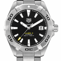Tag Heuer Aquaracer Automatic Caliber 5 Black Dial Silver Steel Strap Watch for Men - WBD2110.BA0928