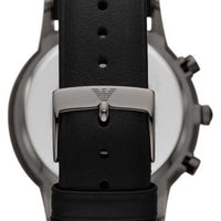 Emporio Armani Renato Chronograph Silver Dial Black Leather Strap Watch for Men - AR11473