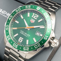 Tag Heuer Formula 1 Quartz Green Dial Silver Steel Strap Watch for Men - WAZ1017.BA0842