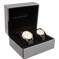 Emporio Armani Kappa Quartz White Dial Black Leather Strap Watch For Men - AR80015