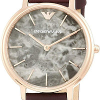 Emporio Armani Quartz Grey Dial Brown Leather Strap Watch For Women - AR11172
