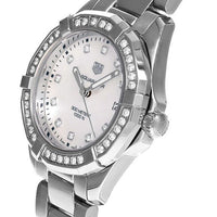 Tag Heuer Aquaracer Diamonds Mother of Pearl White Dial Silver Steel Strap Watch for Women - WBD131C.BA0748