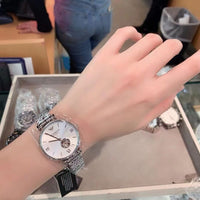 Emporio Armani Gianni T-Bar Automatic Silver Dial Silver Steel Strap Watch For Women - AR60022