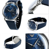 Emporio Armani Aviator Quartz Blue Dial Blue Leather Strap Watch For Men - AR11335