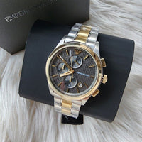 Emporio Armani Paolo Chronograph Grey Dial Two Tone Steel Strap Watch For Men - AR11527