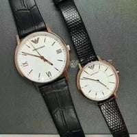 Emporio Armani Kappa Quartz White Dial Black Leather Strap Watch For Men - AR80015