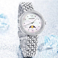 Emporio Armani Rosa Quartz Mother of Pearl Dial Silver Steel Strap Watch For Women - AR11461