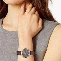 Emporio Armani Quartz Grey Dial Brown Leather Strap Watch For Women - AR11172