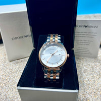 Emporio Armani Lambda Analog Silver Dial Two Tone Steel Strap Watch For Men - AR11044