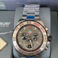 Tag Heuer Formula 1 Chronograph Indy 500 Special Edition Grey Dial Silver Steel Strap Watch for Men - CAZ1016.EB0058