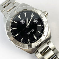 Tag Heuer Aquaracer Quartz Black Dial Silver Steel Strap Watch for Men - WAY1110.BA0928