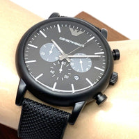 Emporio Armani Luigi Analog Black Dial Black Leather Strap Watch For Men - AR11450