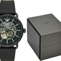 Emporio Armani Aviator Chronograph Black Dial Black Leather Strap Watch For Men - AR60028