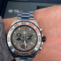 Tag Heuer Formula 1 Chronograph Indy 500 Special Edition Grey Dial Silver Steel Strap Watch for Men - CAZ1016.EB0058