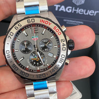 Tag Heuer Formula 1 Chronograph Indy 500 Special Edition Grey Dial Silver Steel Strap Watch for Men - CAZ1016.EB0058