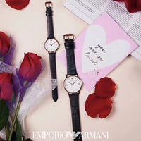 Emporio Armani Kappa Quartz White Dial Black Leather Strap Watch For Men - AR80015