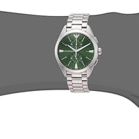 Emporio Armani Chronograph Green Dial Silver Steel Strap Watch For Men - AR11480