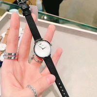 Emporio Armani Modern White Dial Black Leather Strap Watch For Women - AR11159