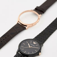 Emporio Armani Interchangeable Black Dial Black Steel Strap Watch For Men - AR80021
