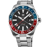 Tag Heuer Aquaracer GMT Caliber 7 Pepsi Black Dial Silver Steel Strap Watch for Men - WAY201F.BA0927
