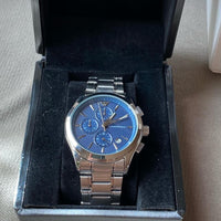 Emporio Armani Chronograph Blue Dial Silver Steel Strap Watch For Men - AR11528