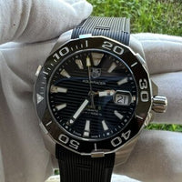 Tag Heuer Aquaracer Calibre 5 Automatic Black Dial Black Rubber Strap Watch for Men -  WAY211A.FT6151