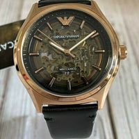 Emporio Armani Meccanico Black Dial Black Leather Watch For Men - AR60004