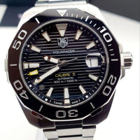 Tag Heuer Aquaracer Automatic Black Dial Silver Steel Strap Watch for Men - WAY211A.BA0928