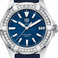 Tag Heuer Aquaracer Quartz Diamonds Blue Dial Blue Nylon Strap Watch for Women - WAY131N.FT6091