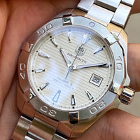 Tag Heuer Aquaracer Automatic White Dial Silver Steel Strap Watch for Men - WAY2111.BA0928