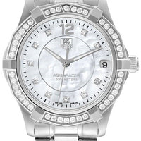 Tag Heuer Aquaracer Diamonds Mother of Pearl White Dial Silver Steel Strap Watch for Women - WBD131C.BA0748