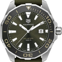 Tag Heuer Aquaracer Black Dial Khakhi Green NATO Strap Watch for Men - WAY101E.FC8222