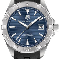 Tag Heuer Aquaracer Caliber 5 Blue Dial Black Rubber Strap Watch for Men - WAY2112.FT8021