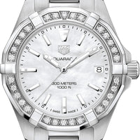 Tag Heuer Aquaracer Diamonds Mother of Pearl Dial Silver Steel Strap Watch for Women - WBD1313.BA0740