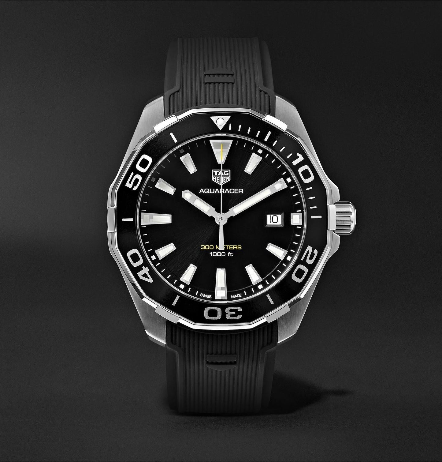 Tag Heuer Aquaracer Quartz Black Dial Black Rubber Strap Watch for Men -  WAY101A.FT6141