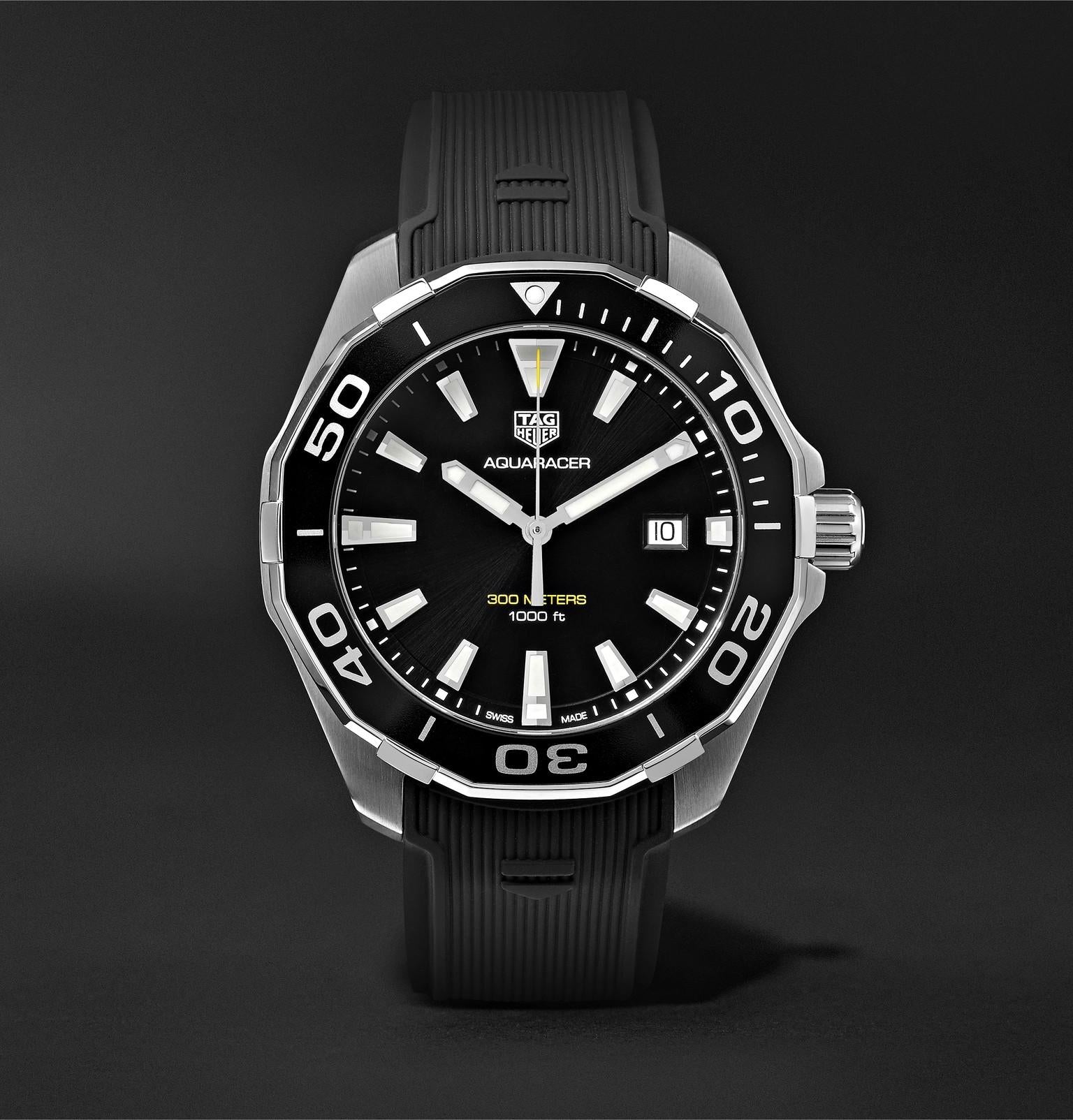 Tag Heuer Aquaracer Quartz Black Dial Black Rubber Strap Watch for Men -  WAY101A.FT6141