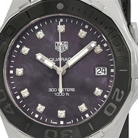 Tag Heuer Aquaracer Quartz Mother of Pearl Black Dial Black NATO Strap Watch for Women - WAY131M.FT6092