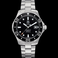 Tag Heuer Aquaracer Automatic Caliber 5 Black Dial Silver Steel Strap Watch for Men - WAN2110.BA0822