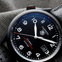 Tag Heuer Carrera Calibre 5 Drive Timer Black Dial Black Leather Strap Watch for Men - WAR2A80.FC6337