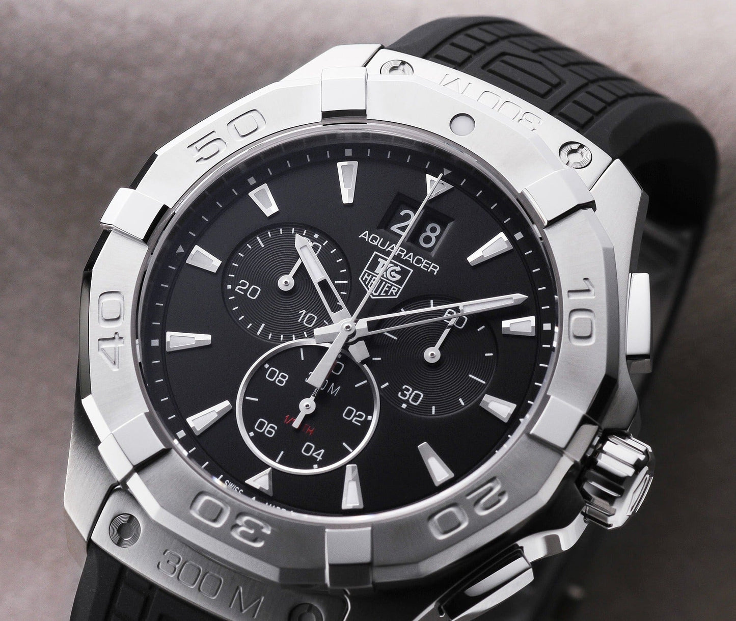 Tag Heuer Aquaracer Chronograph Black Dial Black Rubber Strap Watch for Men - CAY1110.FT6041