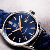 Tag Heuer Carrera Quartz Blue Dial Blue Calfskin Leather Strap Watch for Women - WAR1112.FC6391