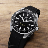 Tag Heuer Aquaracer Quartz Black Dial Black Rubber Strap Watch for Men -  WAY101A.FT6141